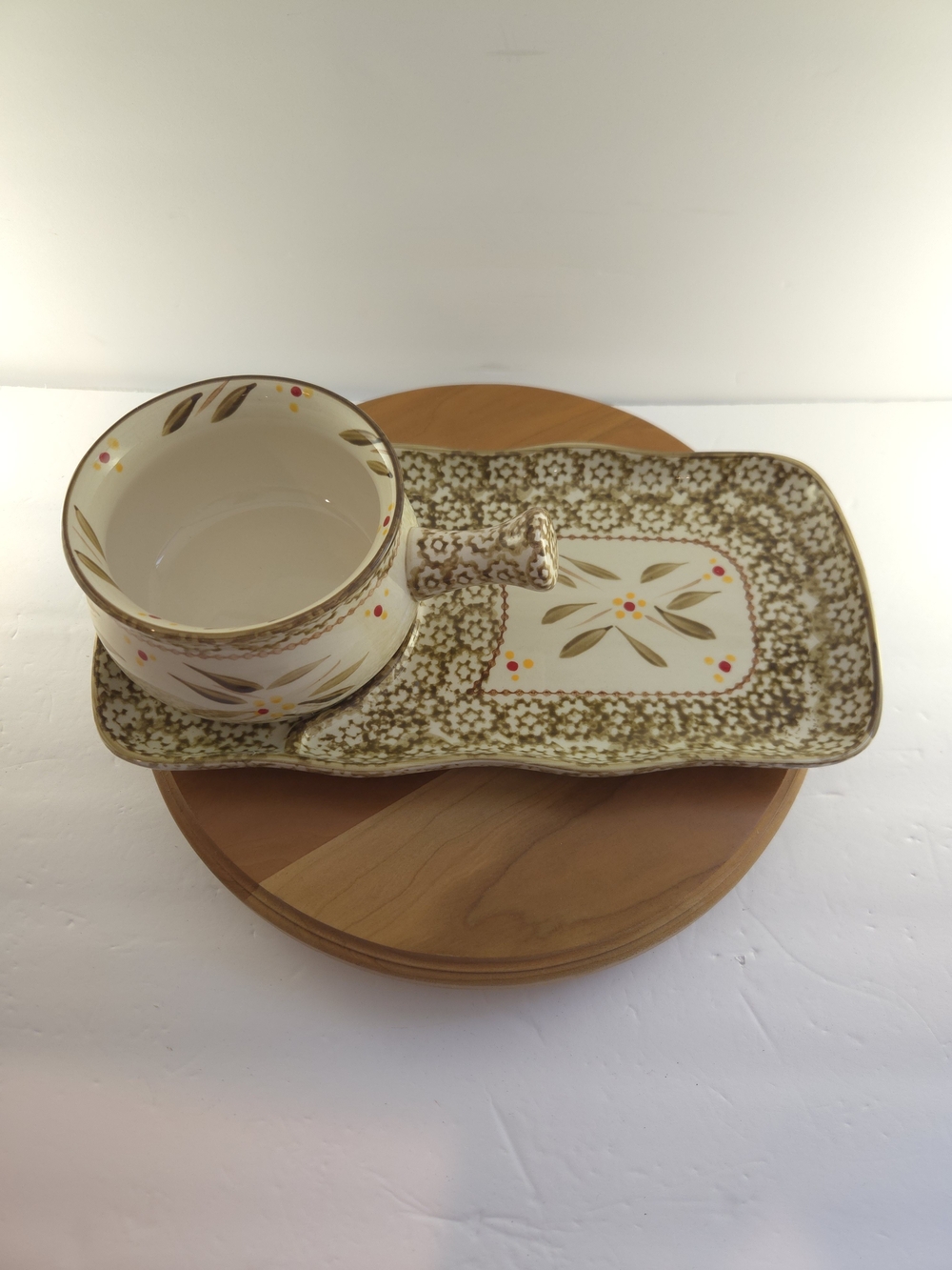 Temp-tations by Tara 12in Ceramic Rect Serving Tray, Floral, 2 sets (4 pcs)